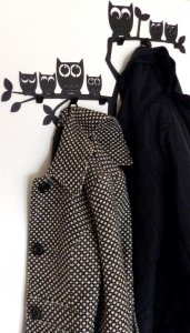 MT3CH Duży metalowy wieszak ścienny wiszący do przedpokoju na kurtki ubrania klucze loft SOWY biały 7