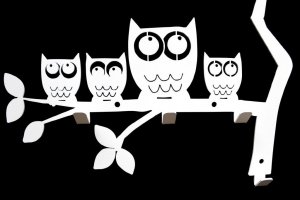 MT3CH Duży metalowy wieszak ścienny wiszący do przedpokoju na kurtki ubrania klucze loft SOWY biały 10