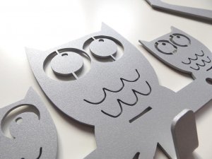 MT3CH Duży metalowy wieszak ścienny wiszący do przedpokoju na kurtki ubrania klucze loft SOWY biały 13