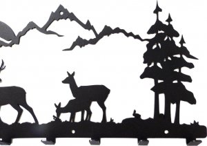 MT3CH Duży metalowy wieszak ścienny wiszący do przedpokoju na kurtki ubrania klucze loft JELEŃ LAS GÓRY SARNY HUBERTUS biały 9