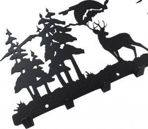 MT3CH Duży metalowy wieszak ścienny wiszący do przedpokoju na kurtki ubrania klucze loft JELEŃ LAS GÓRY SARNY HUBERTUS biały 11