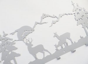 MT3CH Duży metalowy wieszak ścienny wiszący do przedpokoju na kurtki ubrania klucze loft JELEŃ LAS GÓRY SARNY HUBERTUS biały 13