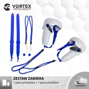 Vortex Virtual Reality Paski, uchwyty z silikonu do kontrolerów, model II, Oculus Quest 2 Niebieski 8
