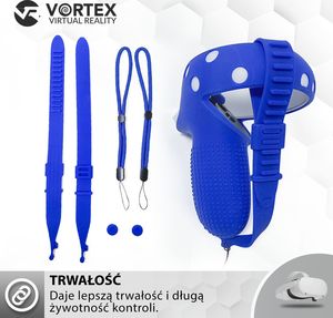 Vortex Virtual Reality Paski, uchwyty z silikonu do kontrolerów, model II, Oculus Quest 2 Niebieski 9