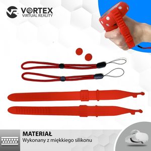 Vortex Virtual Reality Paski, uchwyty z silikonu do kontrolerów, model II, Oculus Quest 2 Czerwony 7