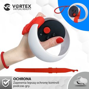 Vortex Virtual Reality Paski, uchwyty z silikonu do kontrolerów, model II, Oculus Quest 2 Czerwony 11
