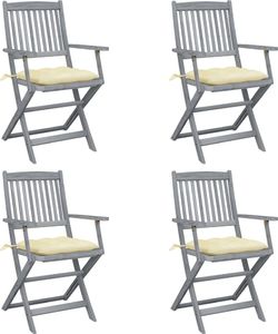vidaXL Składane krzesła ogrodowe, 4 szt., poduszki, drewno akacjowe 1