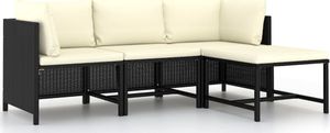 vidaXL 4-częściowa sofa ogrodowa poduszki, rattan PE czarna 1