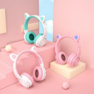 Słuchawki Picun  Lucky Cat LED Różowe 4