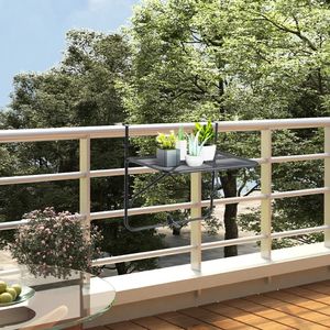vidaXL VidaXL Stolik balkonowy, czarny, 60x40 cm, stalowy 1