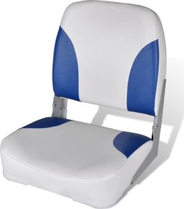 vidaXL VidaXL Składany fotel na łódź, biało-niebieski z poduszką, 56x43x48 cm 1