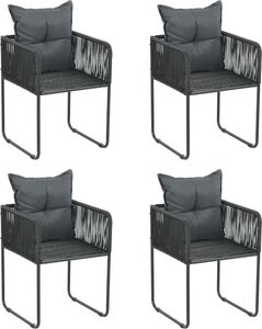 vidaXL VidaXL Krzesła ogrodowe z poduszkami, 4 szt., polirattan, czarne 1
