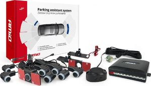 AMiO Zestaw czujników parkowania cofania buzzer 8 sensorów czarne wewnętrzne 16,5mm 1