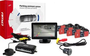 AMiO Zestaw czujników parkowania tft 4,3" z kamerą hd-308-led 4 sensory czarne wewnętrzne 1