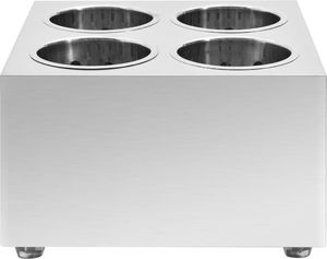 vidaXL Pojemnik na sztućce, 4 przegrody, kwadratowy, stal nierdzewna 3