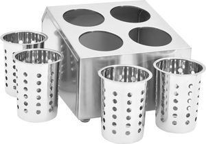 vidaXL Pojemnik na sztućce, 4 przegrody, kwadratowy, stal nierdzewna 6