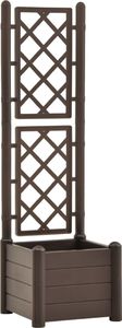 vidaXL Skrzynia na rośliny z trejażem, 43x43x142 cm, PP, kolor mokka 2