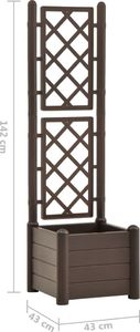 vidaXL Skrzynia na rośliny z trejażem, 43x43x142 cm, PP, kolor mokka 7