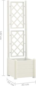 vidaXL Skrzynia na rośliny z trejażem, 43x43x142 cm, PP, biała 7