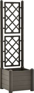 vidaXL Skrzynia na rośliny z trejażem, 43x43x142 cm, PP, antracytowa 2