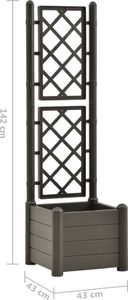 vidaXL Skrzynia na rośliny z trejażem, 43x43x142 cm, PP, antracytowa 7