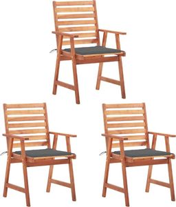 vidaXL Krzesła ogrodowe z poduszkami, 3 szt., lite drewno akacjowe 1