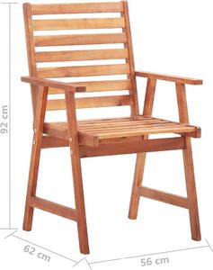 vidaXL Krzesła ogrodowe z poduszkami, 3 szt., lite drewno akacjowe 10