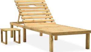 vidaXL Leżak ogrodowy ze stolikiem, impregnowane drewno sosnowe (315395) 1