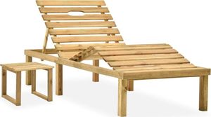 vidaXL Leżak ogrodowy ze stolikiem, impregnowane drewno sosnowe (315397) 1
