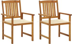 vidaXL Krzesła ogrodowe z poduszkami, 2 szt., drewno akacjowe (3061171) 1