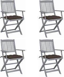 vidaXL Składane krzesła ogrodowe, 4 szt., poduszki, drewno akacjowe (3064532) 1