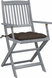 vidaXL Składane krzesła ogrodowe, 4 szt., poduszki, drewno akacjowe (3064532) 3