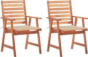 vidaXL Krzesła ogrodowe z poduszkami, 2 szt., lite drewno akacjowe (3064323) 1