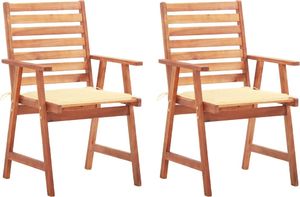 vidaXL Krzesła ogrodowe z poduszkami, 2 szt., lite drewno akacjowe (3064322) 1