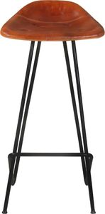 vidaXL Stołki barowe, 2 szt., brązowa skóra naturalna 5