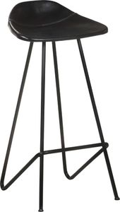 vidaXL Stołki barowe, 4 szt., czarne, skóra naturalna 2