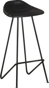 vidaXL Stołki barowe, 4 szt., czarne, skóra naturalna 3