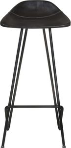 vidaXL Stołki barowe, 4 szt., czarne, skóra naturalna 5