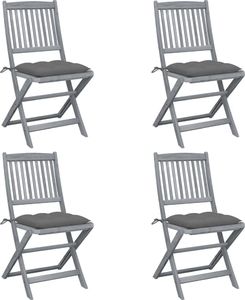 vidaXL Składane krzesła ogrodowe, 4 szt., z poduszkami, akacjowe (3064579) 1