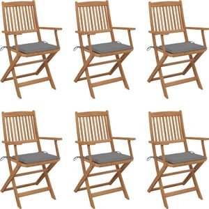 vidaXL Składane krzesła ogrodowe z poduszkami, 6 szt., drewno akacjowe (3065462) 1