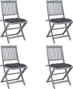 vidaXL Składane krzesła ogrodowe, 4 szt., z poduszkami, akacjowe 1