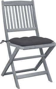 vidaXL Składane krzesła ogrodowe, 4 szt., z poduszkami, akacjowe 2