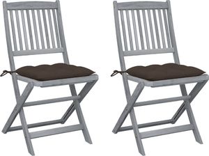 vidaXL Składane krzesła ogrodowe z poduszkami, 2 szt., akacjowe (3064559) 1