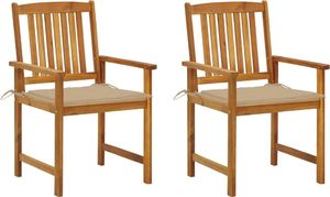 vidaXL Krzesła ogrodowe z poduszkami, 2 szt., drewno akacjowe (3061173) 1