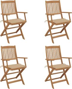 vidaXL Składane krzesła ogrodowe z poduszkami, 4 szt., drewno akacjowe (3064620) 1