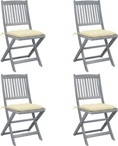 vidaXL Składane krzesła ogrodowe, 4 szt., z poduszkami, akacjowe (3064580) 1