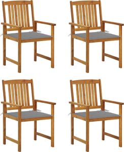 vidaXL Krzesła ogrodowe z poduszkami, 4 szt., lite drewno akacjowe (3061170) 1