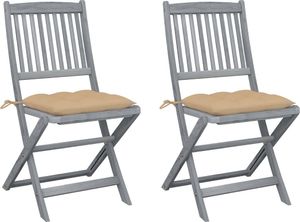 vidaXL Składane krzesła ogrodowe z poduszkami, 2 szt., akacjowe (3064554) 1
