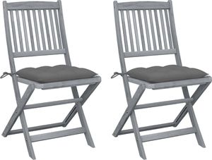 vidaXL Składane krzesła ogrodowe z poduszkami, 2 szt., akacjowe (3064552) 1