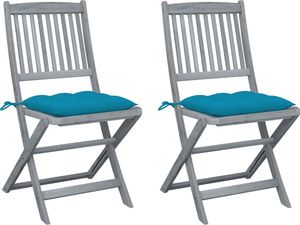 vidaXL Składane krzesła ogrodowe z poduszkami, 2 szt., akacjowe 1